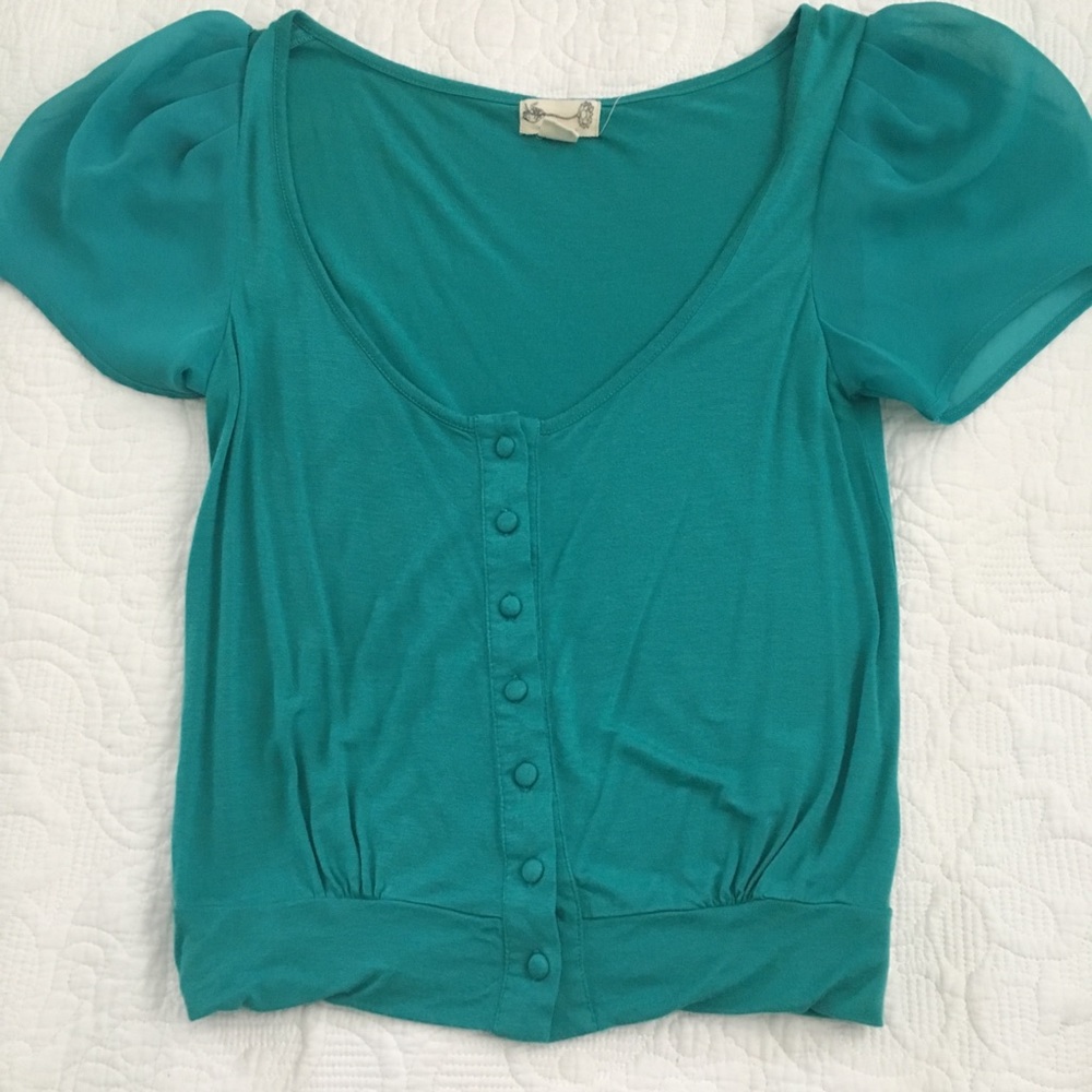 Anthropologie sheer sleeve blouse
